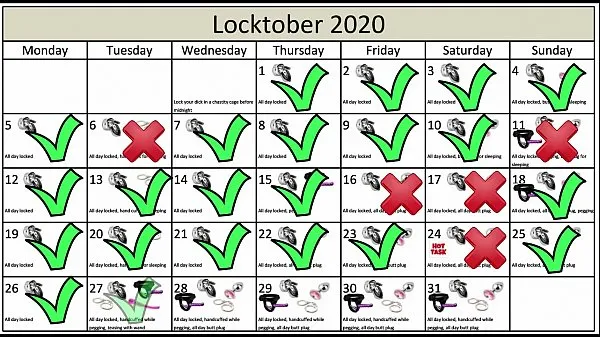 HD Locktober 2020 - The tasks that each proper chastity should perform that month of the year. You have to follow all the tasks consistently. You must not skip any task. Any task you miss for whatever reason, means your dick stays locked an extra day Klip teratas