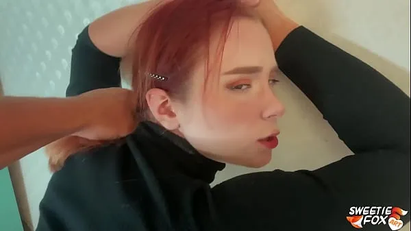 HD Man Facefuck, Rough Pussy Fuck of Obedient Redhead and Cum on Tits Klip atas