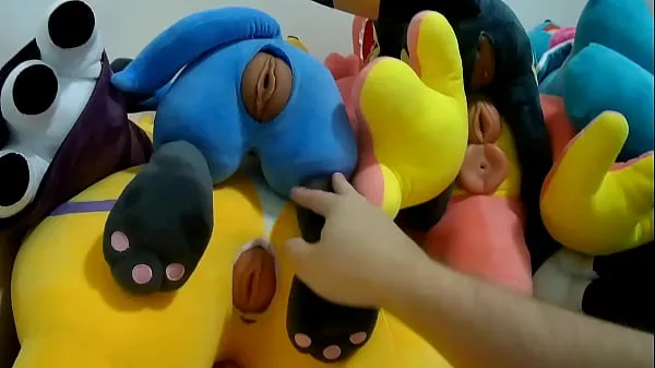 HD6つのぬいぐるみの猫のクソとカミングトップクリップ