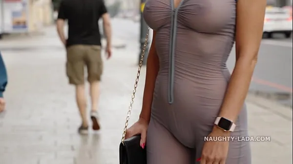HD Naughty Lada wear see-through outfit in the city top Clips